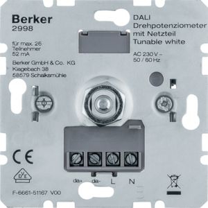 Berker 2998 DALI Drehpotenziometer Tunable white mit Netzteil, Softrastung, Lichtsteuerung