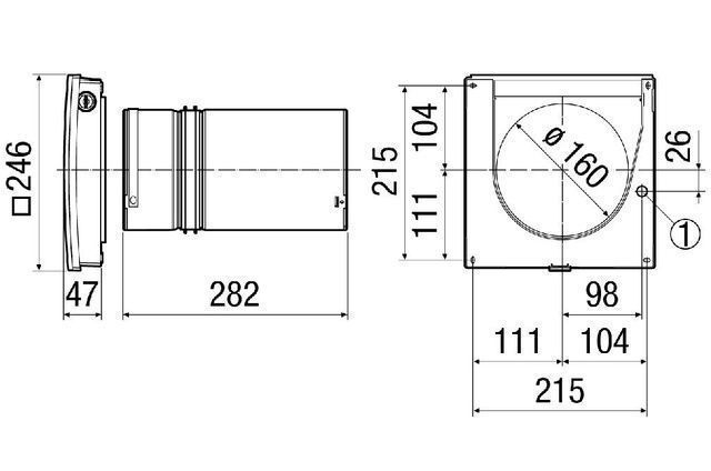 Maico PP45O 0095.0240 PushPull 45 Einzelraumlüfter 12V, mit manueller Innenklappe