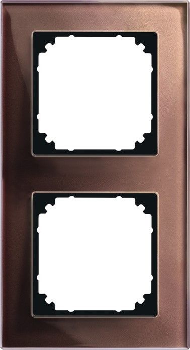 Merten 489215 Echtglasrahmen 2-fach, M-PLAN, Mahagonibraun
