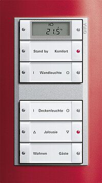 Gira 214526 Wippenset 5-fach Plus (2+3) mit Beschriftungsfeld, System 55, Klar/Farbe alu