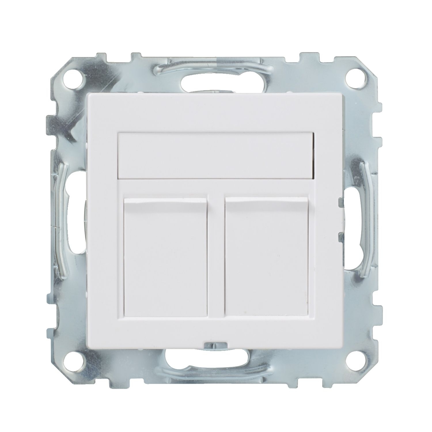 Elso WDE002439 Datendose 2 x RJ45 8/8 Cat.6A, geschirmt mit Zentralplatte, Exxact, weiß glänzend