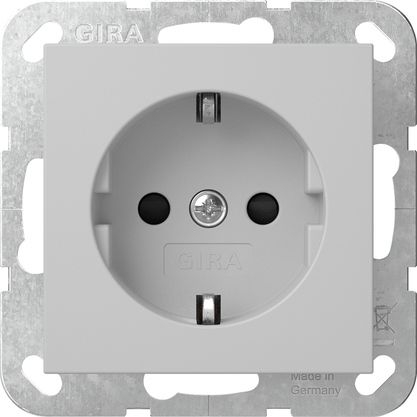 Gira 4383015 Schutzkontakt-Steckdose mit erhöhtem Berührungsschutz (Safety Plus) ohne Befestigungskrallen mit Schraubklemmen, System 55, grau matt