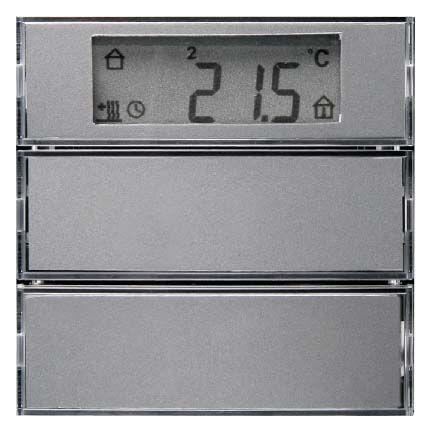 Berker 75662785 KNX Tastsensor 2-fach mit Temperaturregler, Beschriftungsfeldern und Display, S.1, B.3/B.7, für anthrazit und alu
