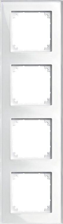 Merten 489419 Echtglasrahmen 4-fach, M-PLAN, Brillantweiß