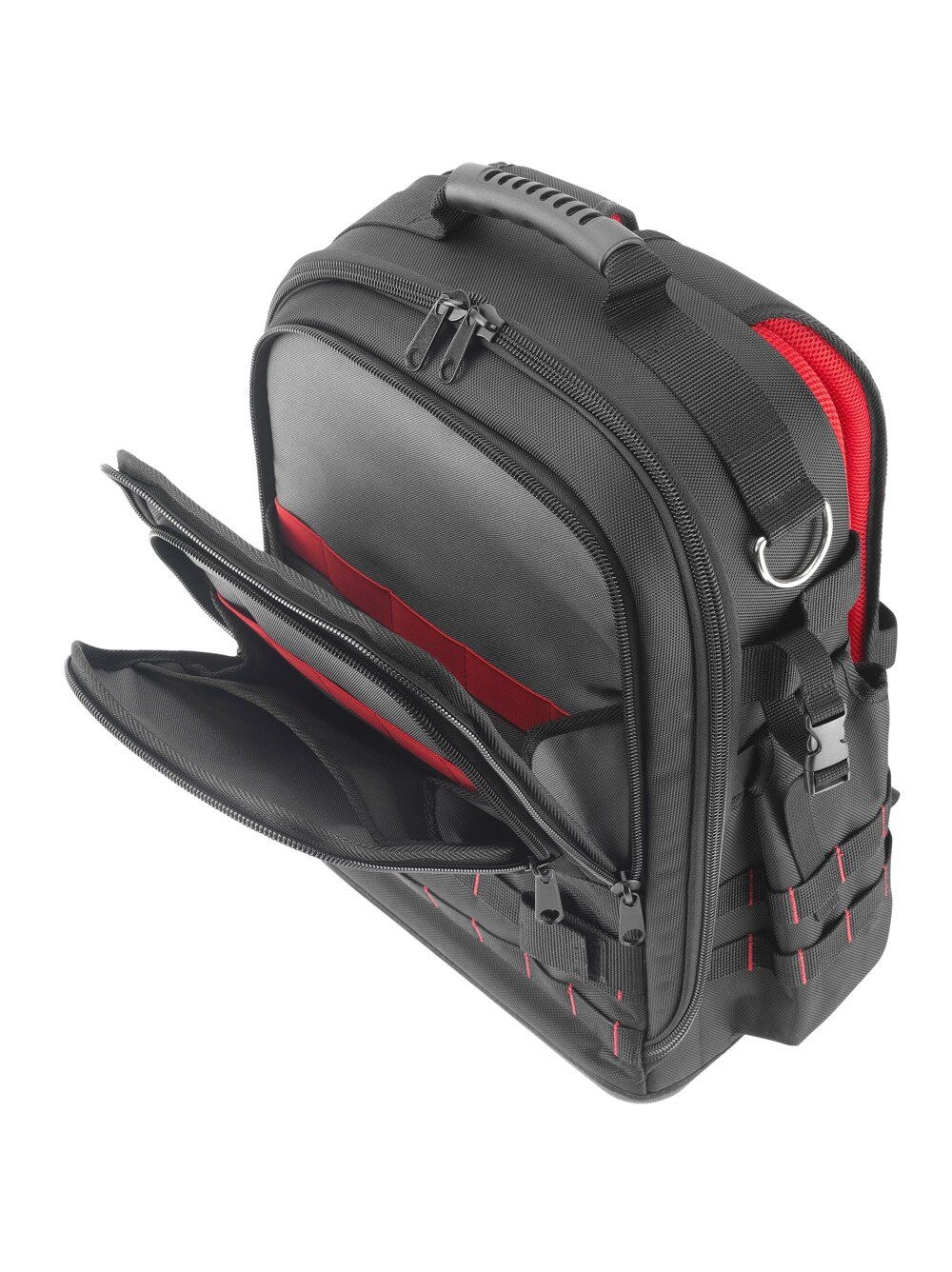 Cimco 17 0425 Werkzeug Rucksack ERGO-XL30, unbestückt, 4 geschützte Reißverschlussfächer, ergonomische Rückenpolsterung, mit 90 Möglichkeiten zur Befestigung, Klemmen, Stecken und Verstauen