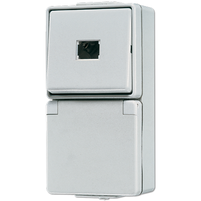 Jung 671W Schutzkontakt-Steckdose 16 A 250 V ~ mit Taster 10 A 250 V ~ (ohne Kalotte), WG 600