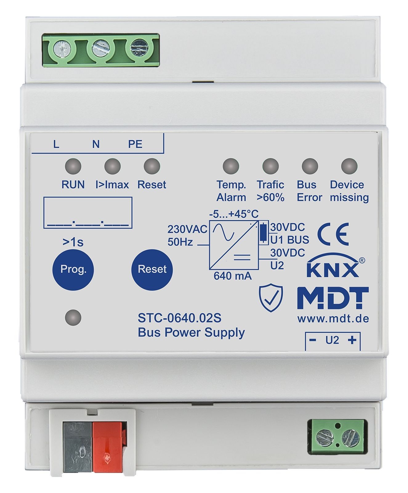 MDT STC-0640.02S KNX Busspannungsversorgung mit Diagnosefunktion, 4TE REG, 640 mA