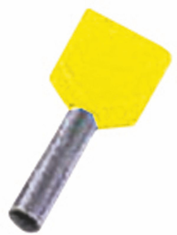 Intercable 180802 Isolierte Zwillingsaderendhülse 2 x 6 mm², 14 mm, verzinnt, gelb