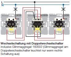 Berker 303808 Doppel-Wechselschalter mit getrennten Eingangsklemmen