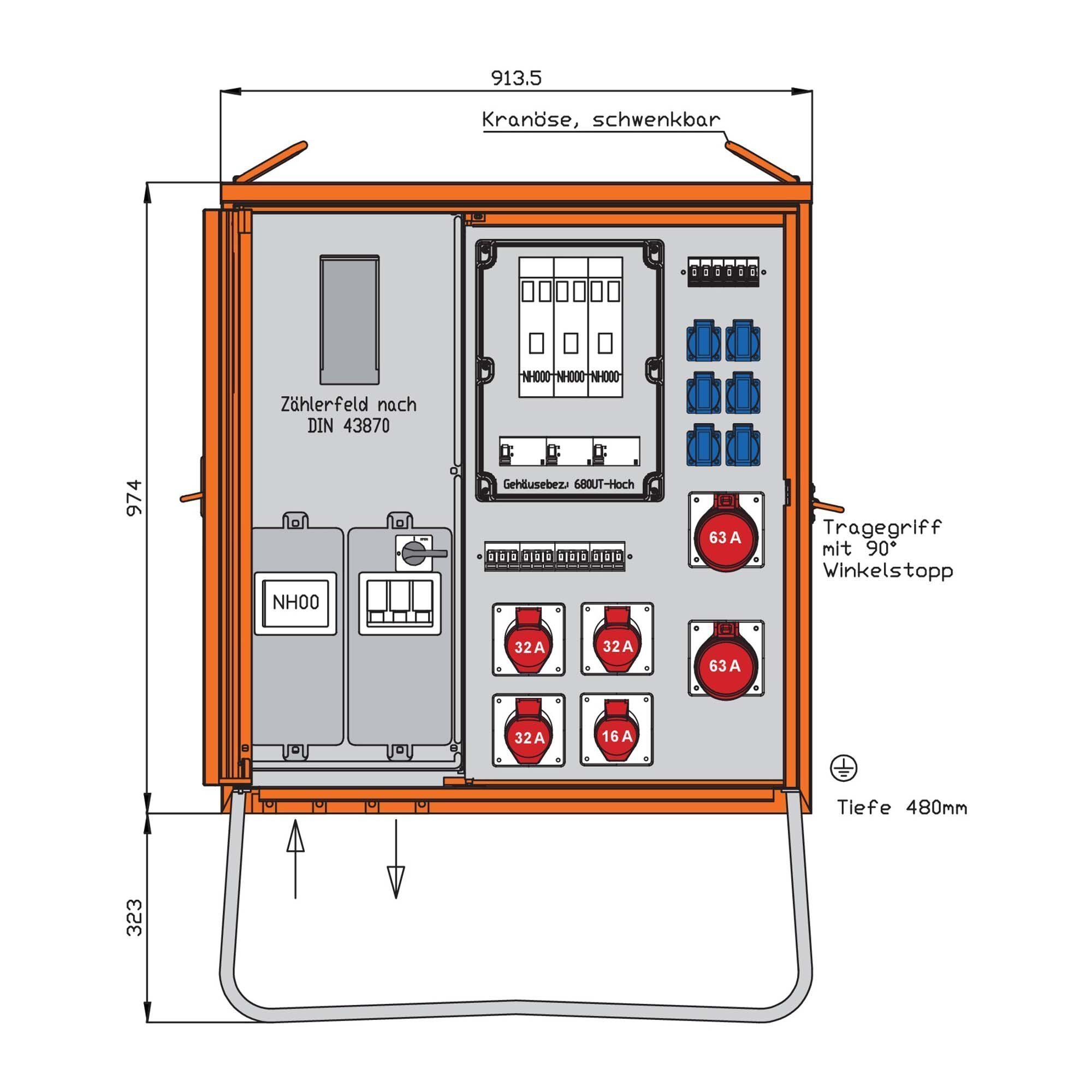 Walther Electric WAV0241R1 Anschlussverteiler 69kVA