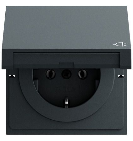 Gira 445473 Schutzkontakt-Steckdose mit Klappdeckel, System 70, anthrazit (lackiert)