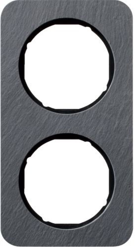 Berker 10122384 Rahmen 2-fach R.1, Schiefer anthrazit/schwarz gl盲nzend