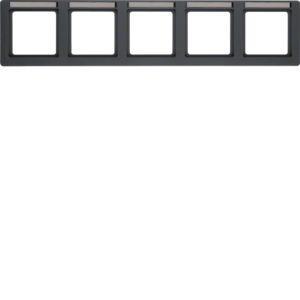 Berker 10256016 Rahmen 5-fach mit Beschriftungsfeld waagerecht, Q.1, anthrazit matt