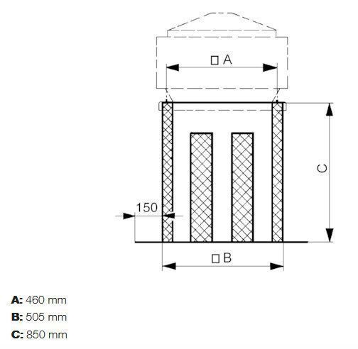 Maico SD 22 Sockel-Schalldämpfer für saugseitige Geräuschreduzierungvon Dachventilatoren, DN 225 mm