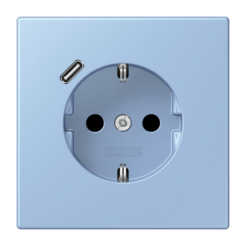Jung LC152018C207 Schutzkontakt-Steckdose mit USB-Ladegerät Typ C, Safety+, Les Couleurs® 32021, outremer moyen