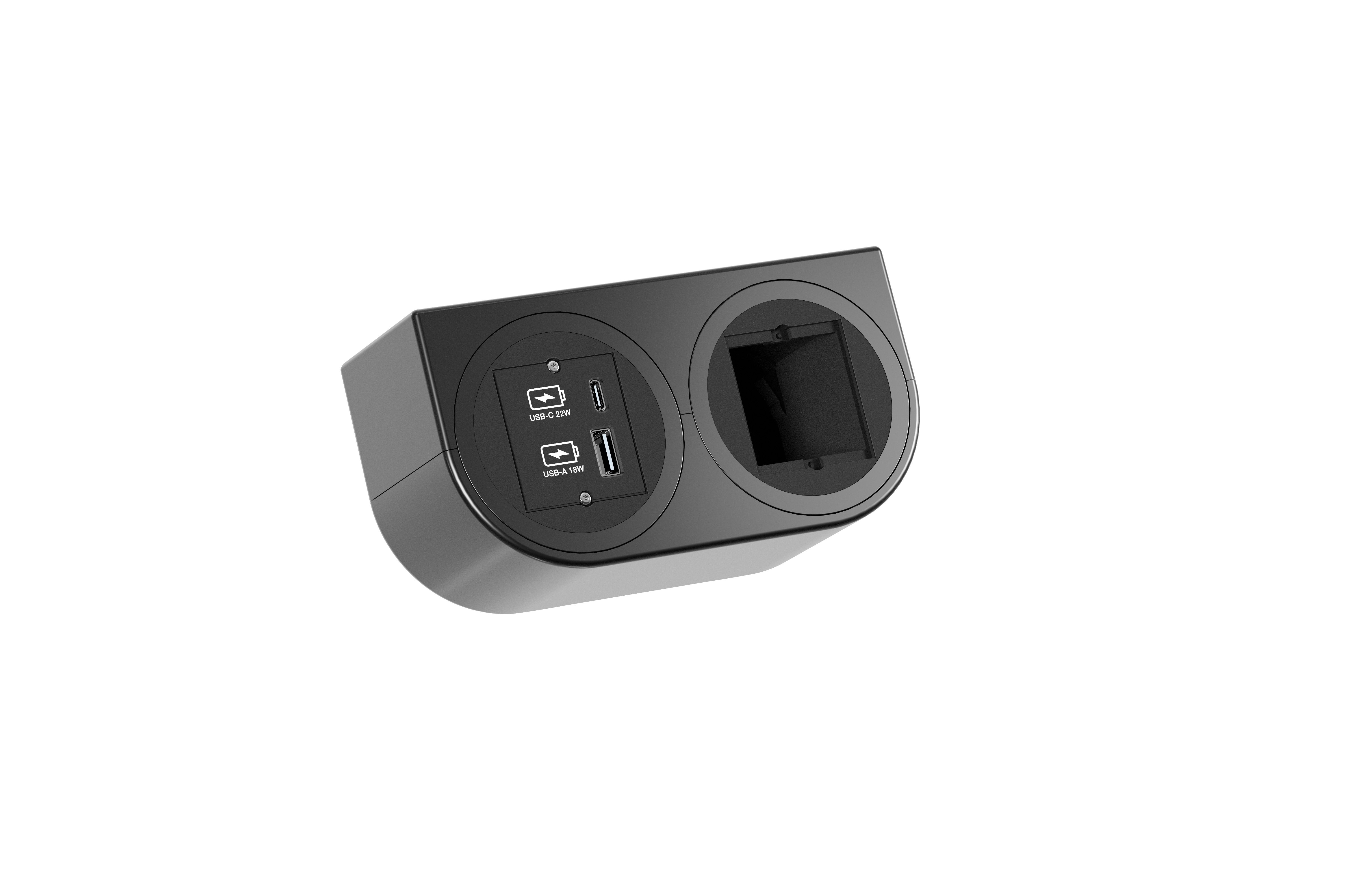 Bachmann BM0020114 Steckdoseneinheit PIX HOLDER 2-fach, 1x Custom Module USB А/С 22 W, 1x Custom Module, 0,2 m GST18, schwarz