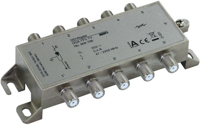 Dehn + Söhne 909706 Fünffach-Überspannungsableiter DEHNgate 5 Kanäle für 75 Ohm TV- und SAT-Systeme