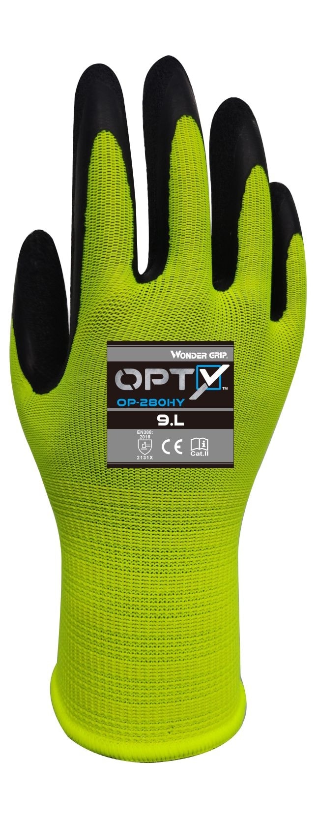 Wonder Grip® OP-280HY Arbeitshandschuh Opty™, Gr. XXL/11, sehr dünn, hohe Flexibilität, ausgezeichnete Fingerfertigkeit, für allgemeine Tätigkeiten, grün/schwarz