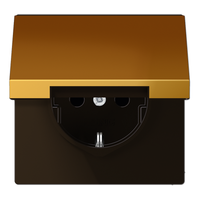 Jung GO1520KL Schutzkontakt-Steckdose, 16 A 250 V ~, Klappdeckel, Metall goldfarben PVD-beschichtet, Serie LS, goldfarben