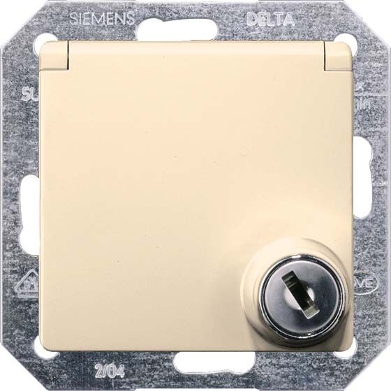 Siemens 5UB1906 DELTA i-system Schutzkontakt-Steckdose mit Klappdeckel und erhöhtem Berührungsschutz und Schloss, elektroweiß