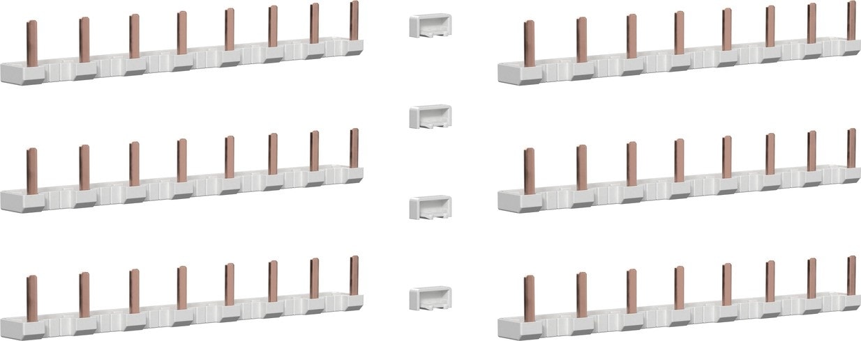 Gira 831300 Set Phasenschienen 1-polig für Schaltaktor 16-fach / Jalousieaktor 8-fach, für Gira One und KNX, 6 Stück Phasenschienen 1-polig, 4 Stück Endkappen