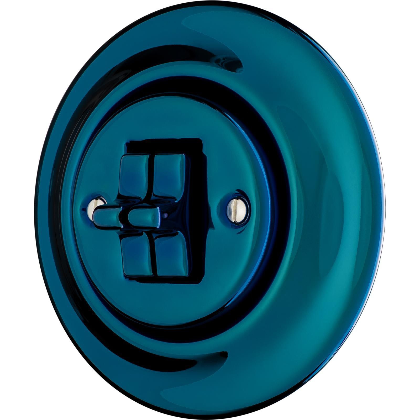 Katy Paty AZORICA Porzellan-Kippschalter schmal 2-fach, Serie, blau metallic