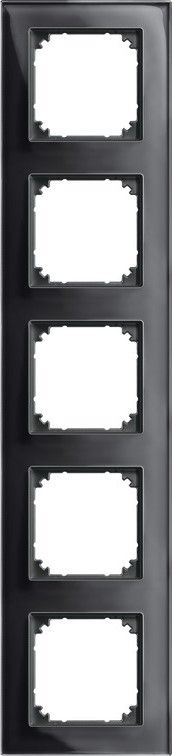 Merten 489503 Echtglasrahmen 5-fach, M-PLAN, Onyxschwarz