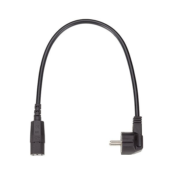 Bachmann 356.1721 Kaltgeräte-Zuleitung H05VV-F 3G 1,5 mm², 0,75m, Schutzkontakt-Winkelstecker / C13 Kaltgerätekupplung (einzeln verpackt), schwarz