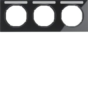 Berker 10132235 Rahmen 3-fach waagerecht mit Beschriftungsfeld R.3 schwarz glänzend