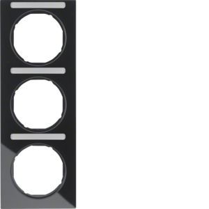 Berker 10132225 Rahmen 3-fach senkrecht mit Beschriftungsfeld R.3 schwarz glänzend