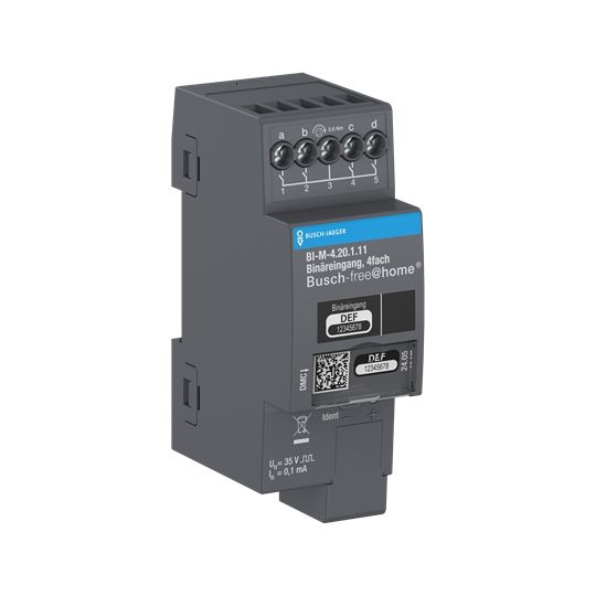 Busch-Jaeger BI-M-4.20.1.11 Binäreingang, 4-fach, potentialfrei, REG, 2 TE, grau, Busch-free@home®