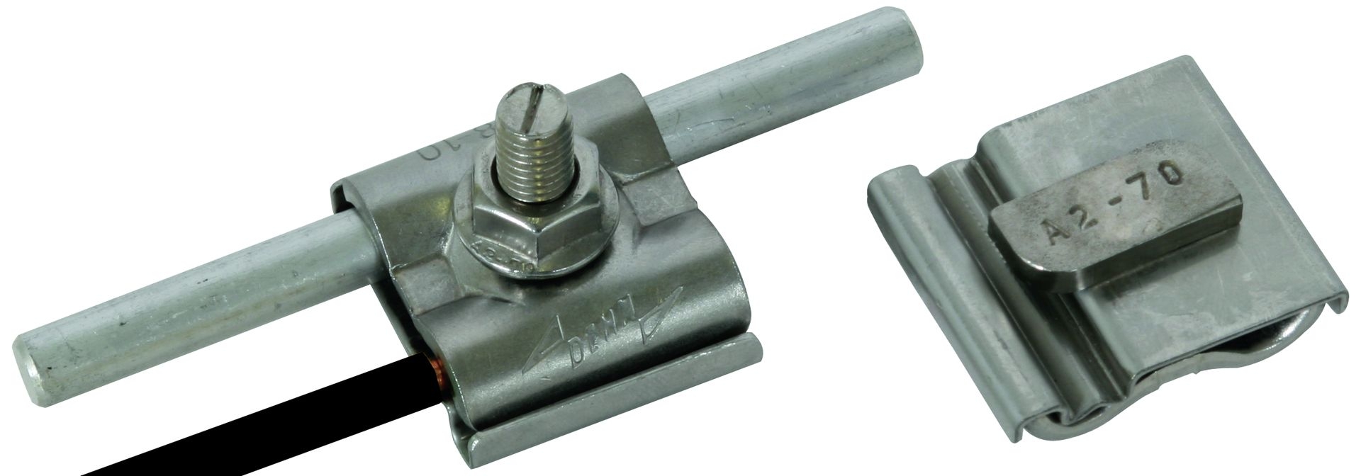 Dehn 540 250 Uni-Erdungsklemme mit Hammerkopfschraube M8, für Rundleiter 8 -10 mm, zur Anwendung für Funktionspotential- und Blitzschutz-Potentialausgleich