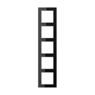 Jung AC585GLSW Glasrahmen 5-fach, senkrechte und waagerechte Montage, Glas, A CREATION, schwarz (Glas)