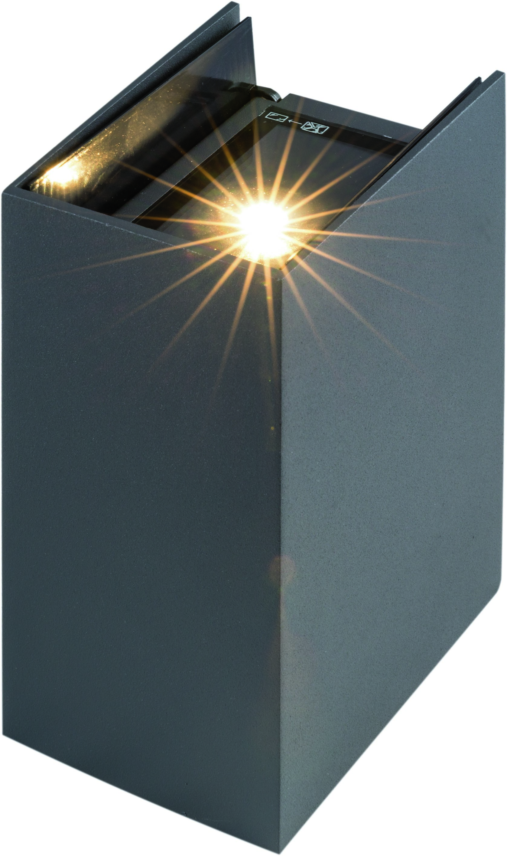 Heitronic 37062 Wandleuchte TILO, 2 x 3 W, 3000 K, IP54, anthrazit