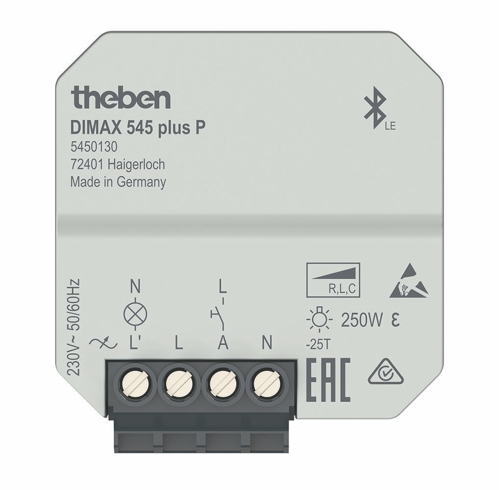 Theben 5450130 DIMAX 545 plus P UP-Universaldimmer, App-Bedienung, Zeitfunktionen
