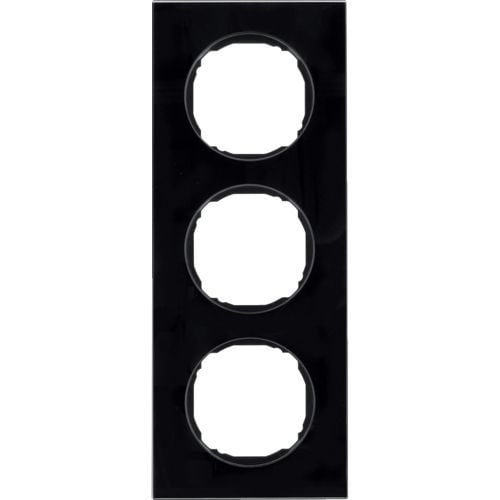 Berker 10132616 Rahmen 3-fach, flach, R.8, Glas schwarz
