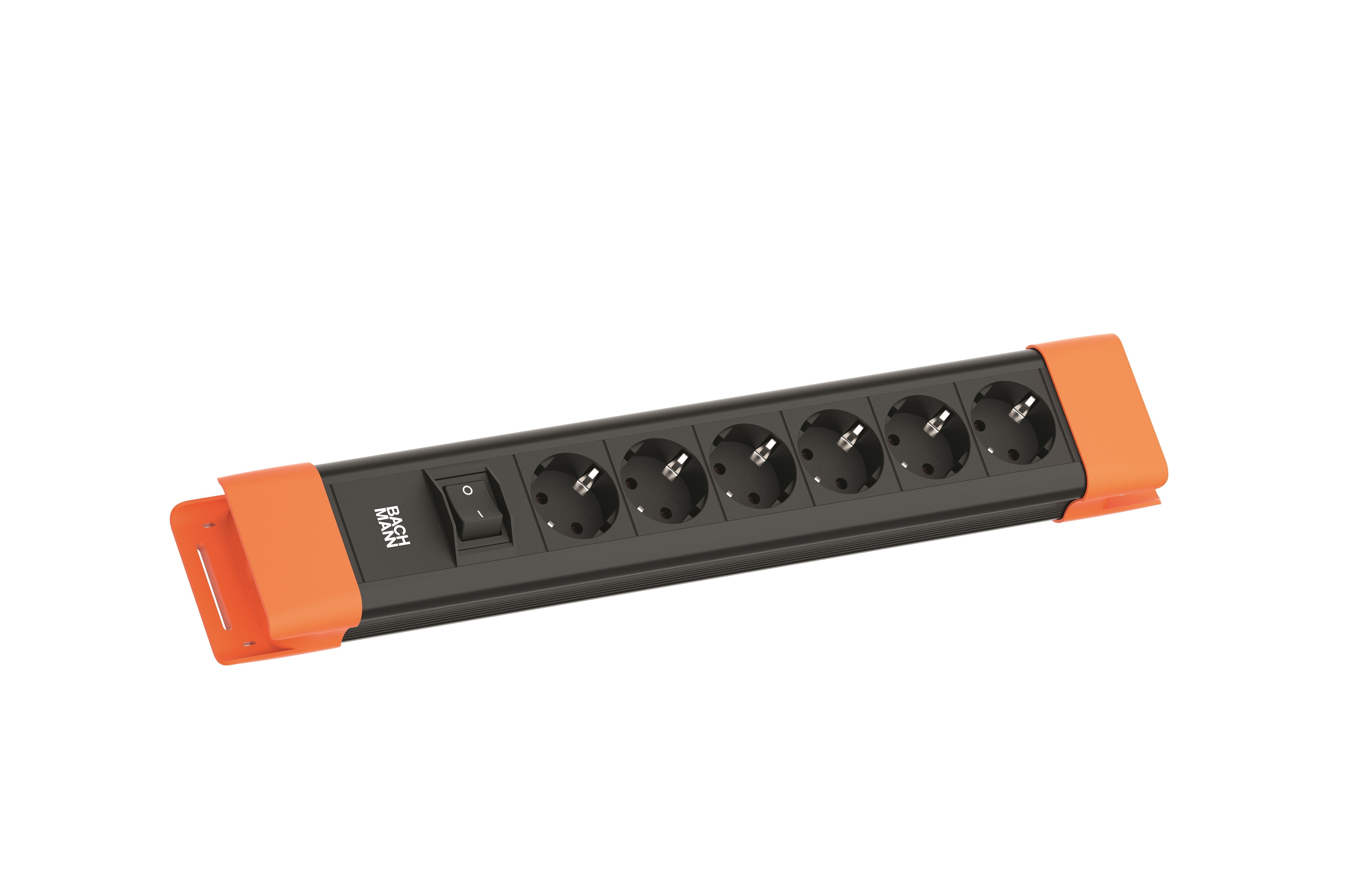 Bachmann BM005917 Steckdosenleiste CONNECTUS, 6x Schutzkontaktsteckdose, 1x Schalter, 2,0m Schutzkontaktwinkelstecker, schwarz / orange