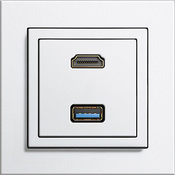 Gira 567803 HDMI und USB 3.0 A Kupplung, Einsatz reinweiß glänzend