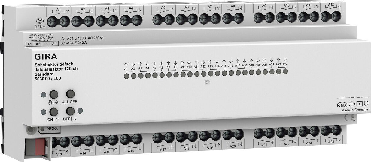 Gira 503000 Schalt-/Jal.aktor 24-fach/12-fach 16 A REG Standard KNX Secure