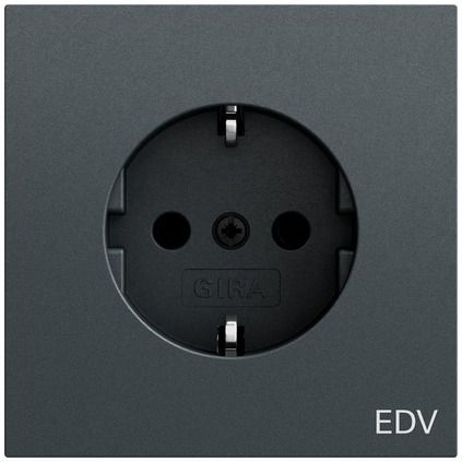 Gira 445873 Schutzkontakt-Steckdose mit Aufdruck "EDV", System 70, anthrazit (lackiert)