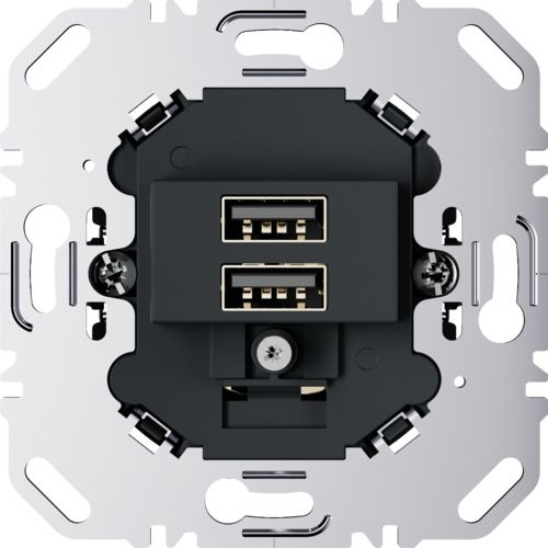 Berker 260205 USB A+A Ladesteckdose 230V, 2-fach, 3.0A, eckiger Tragring, anthrazit matt