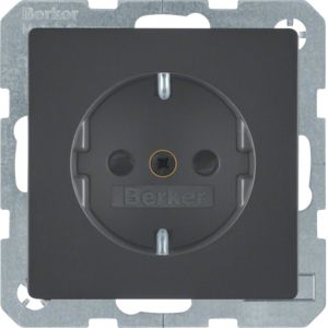 Berker 41236086 Schutzkontakt-Steckdose mit erhöhtem Berührungsschutz und Schraub-Liftklemmen Q.x anthrazit samt lackiert
