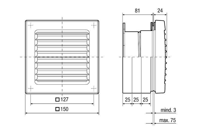 Maico FE 100/1 SG Fenstereinbausatz mit feststehendem Gitter, für ECA100 ipro