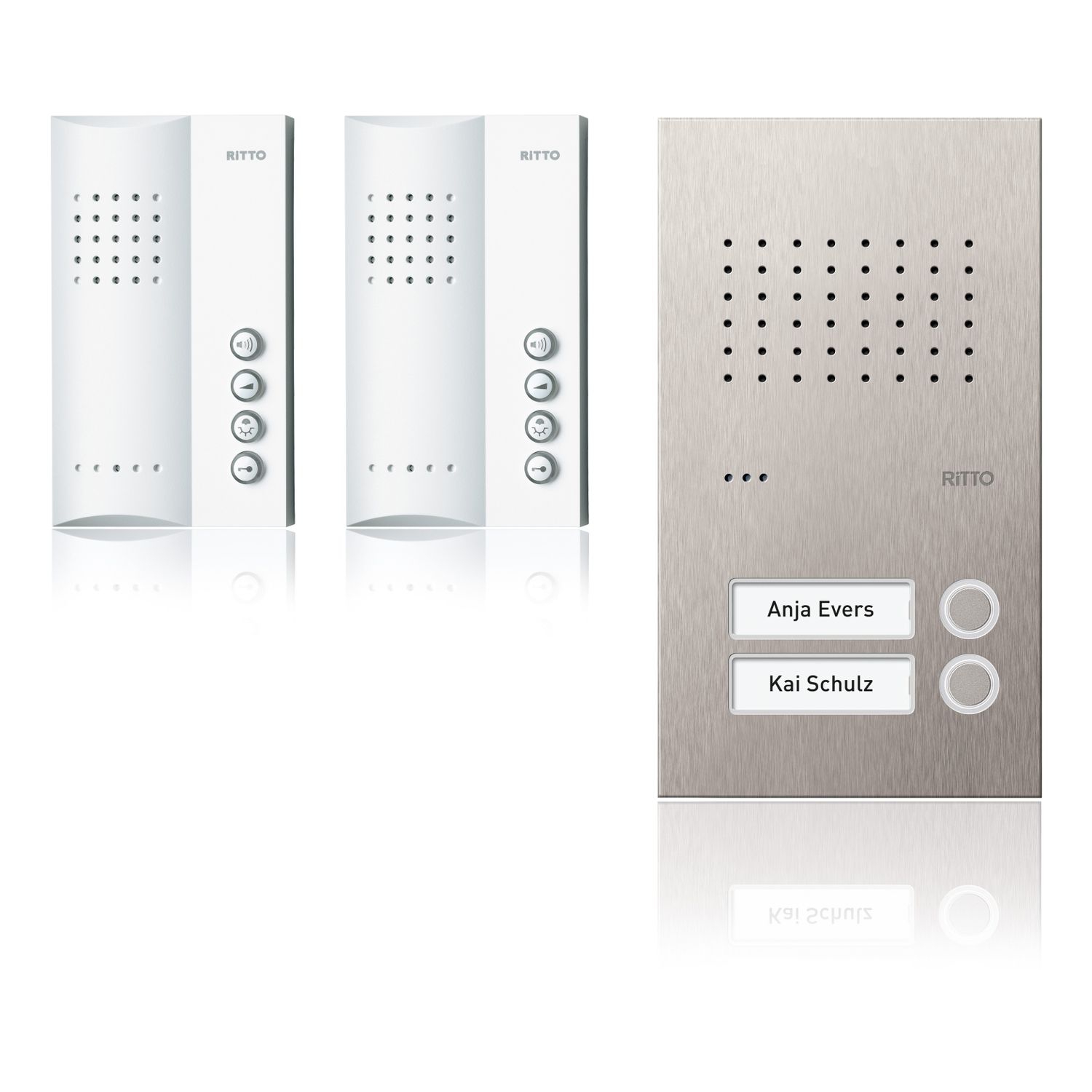 Ritto RGE1818425 Acero Pur Audio-Komplettpaket für 2 WE,  Unterputz, Edelstahl