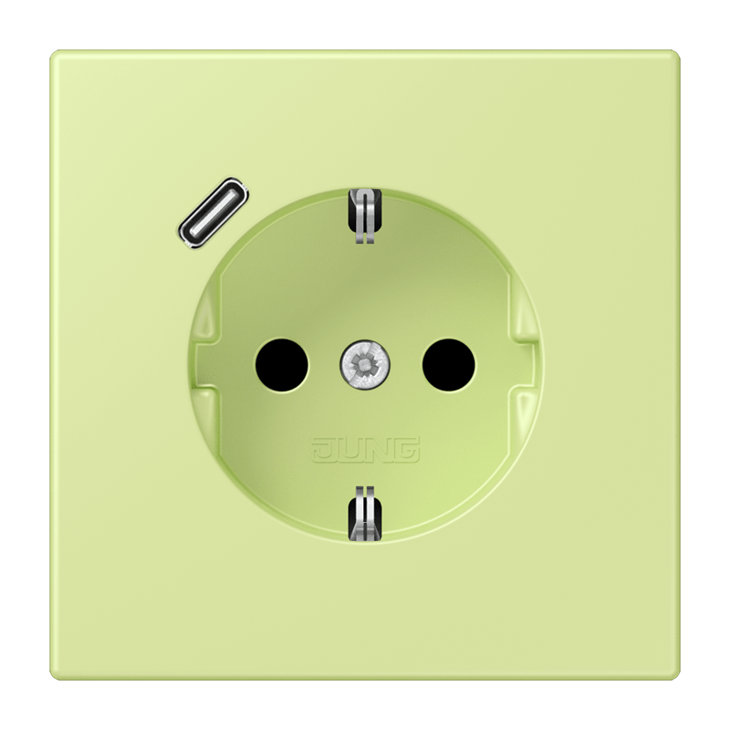 Jung LC152018C222 Schutzkontakt-Steckdose mit USB-Ladegerät Typ C, Safety+, Les Couleurs® 32053, vert jaune clair
