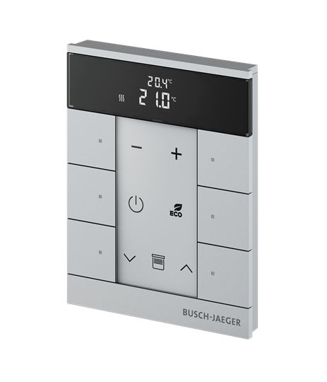 Busch-Jaeger SBR-F-6.0.11-83 Raumtemperaturregler mit Bedienfunktion, 6-fach, aluminium silber matt, Busch-Tenton®