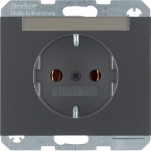 Berker 47397006 Schutzkontakt-Steckdose mit Beschriftungsfeld, K.1, anthrazit matt