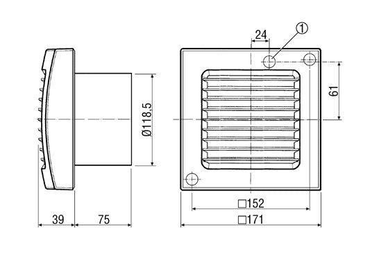 Maico ECA 120 F Lüfter mit Lichtsensor, Rohr-Ø120mm