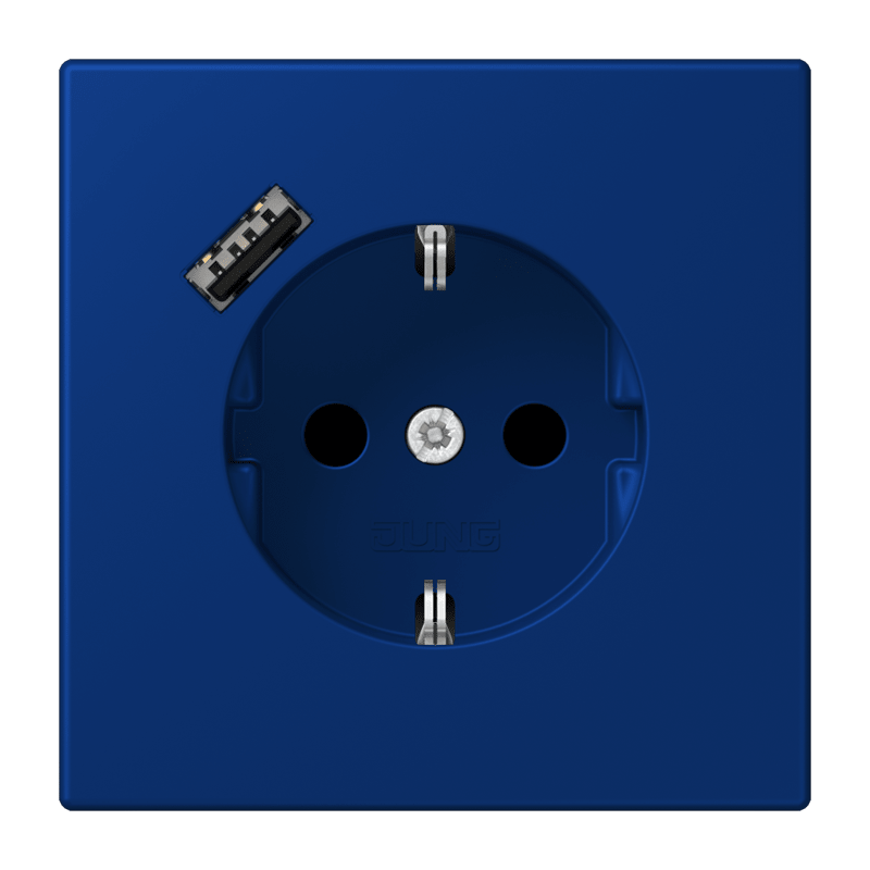 Jung LC152018A261 Schutzkontakt-Steckdose mit USB-Ladegerät Typ A, Safety+, Les Couleurs® 4320T, bleu outremer foncé