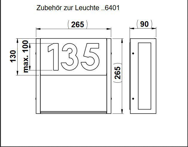 Albert 620032 Hausnummernblende für Wandleuchte ..6401, anthrazit